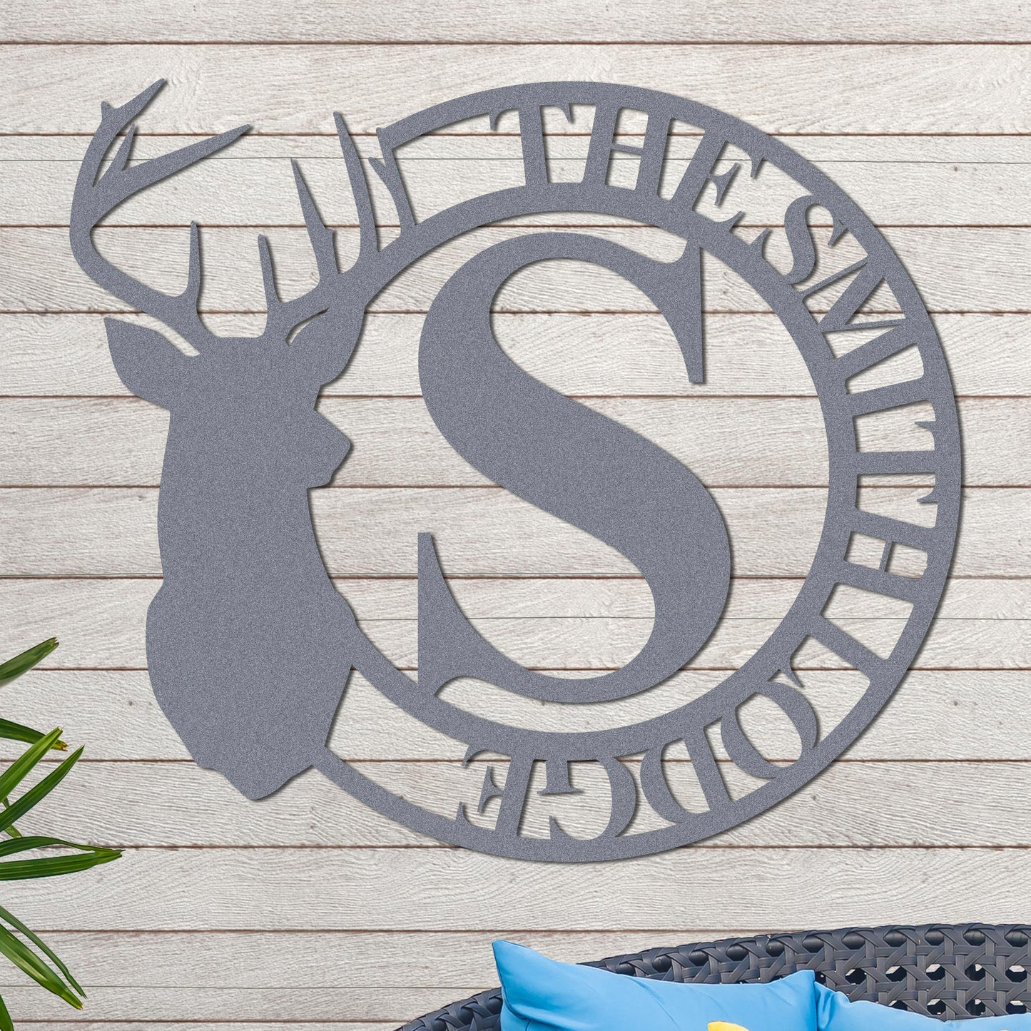 Deer Head Monogram Name Sign