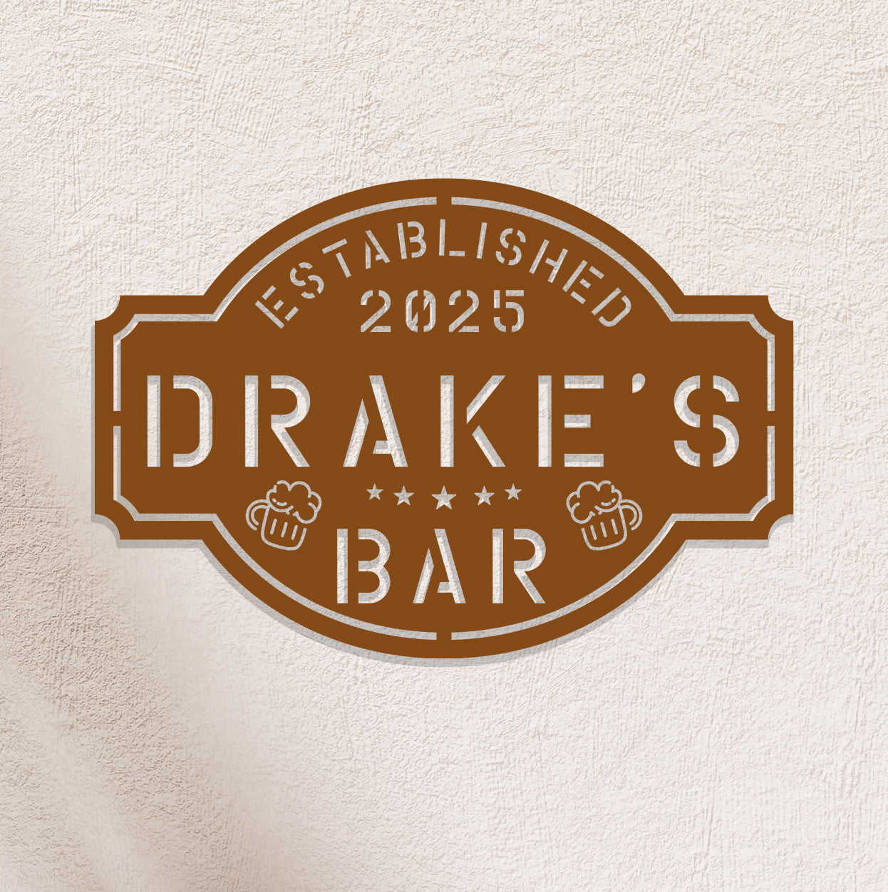 a brown sign that reads, established 2012 - 2013 drake's bar