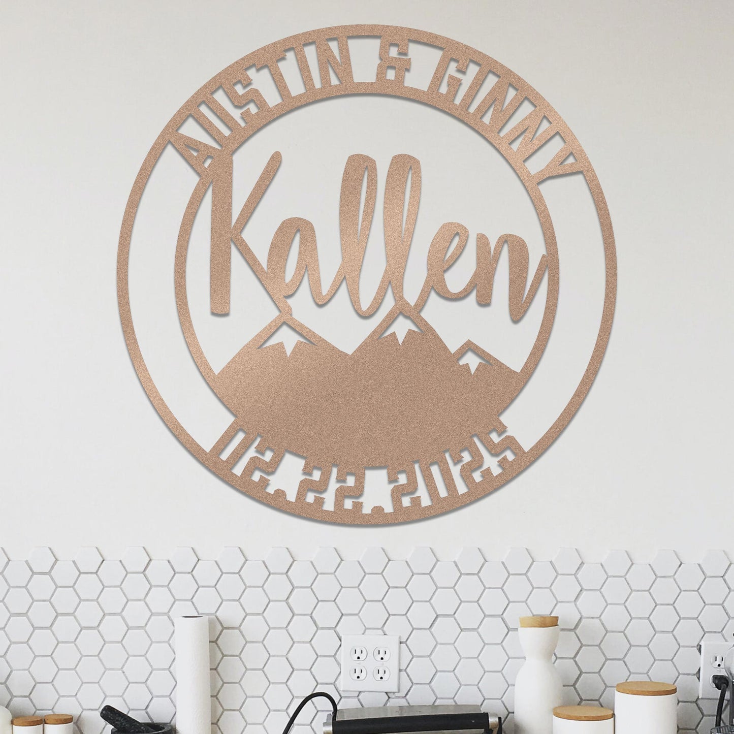 Family Sign, Mountains, Names and Date