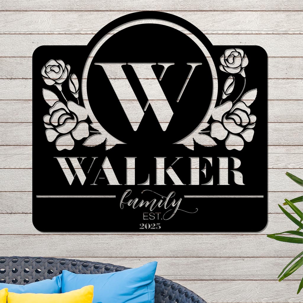 Initial Family Name and Established Year with Roses
