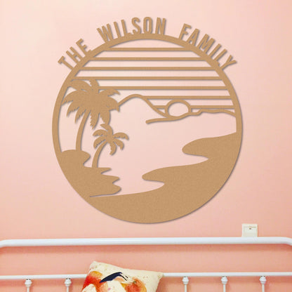 Island Sunset Circle Name Sign