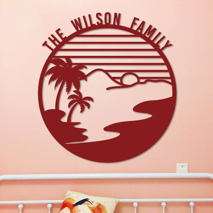 Island Sunset Circle Name Sign