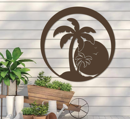 Island Sunset Palm Sign