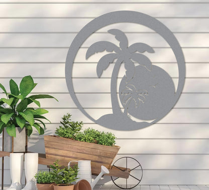 Island Sunset Palm Sign