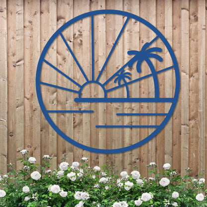 Island Sunset Palms Circle Sign