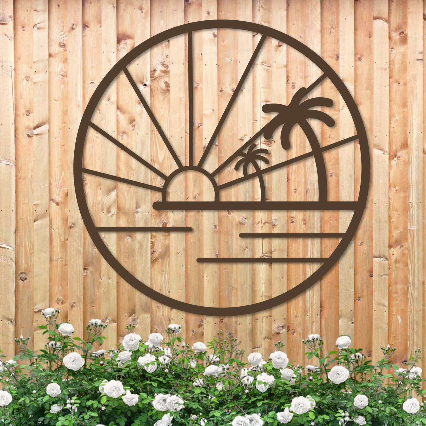Island Sunset Palms Circle Sign