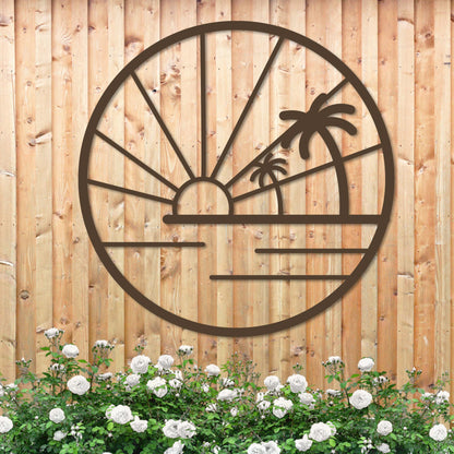 Island Sunset Palms Circle Sign