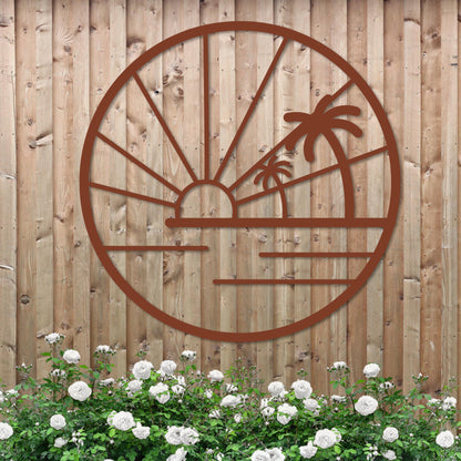 Island Sunset Palms Circle Sign