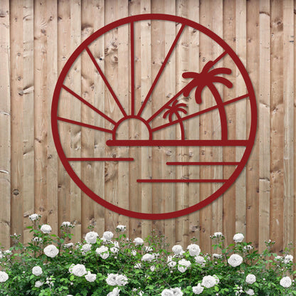 Island Sunset Palms Circle Sign
