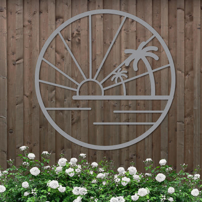 Island Sunset Palms Circle Sign