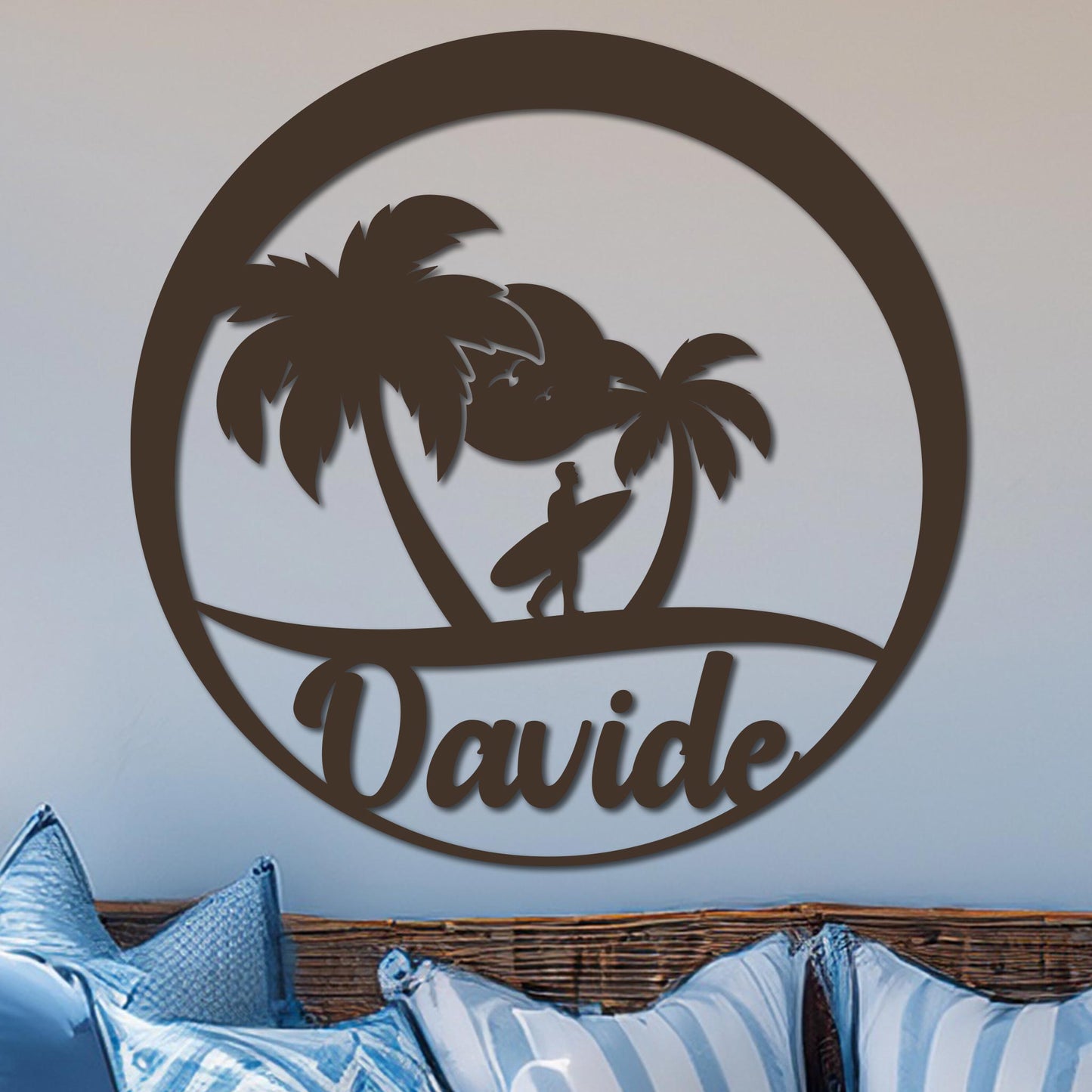 Island Surfer Circle Name Sign