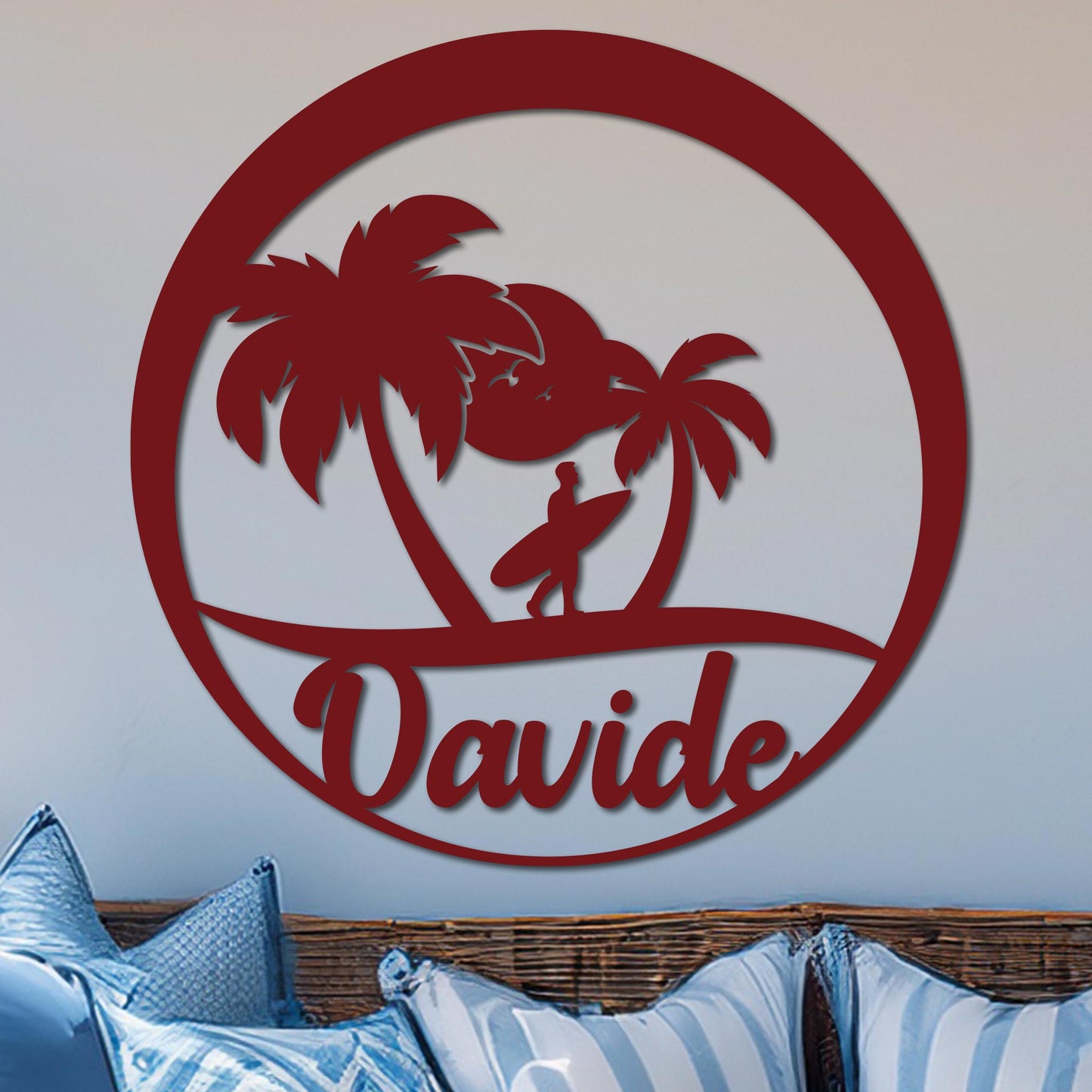 Island Surfer Circle Name Sign