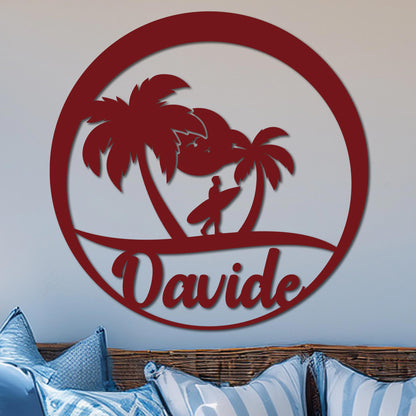 Island Surfer Circle Name Sign