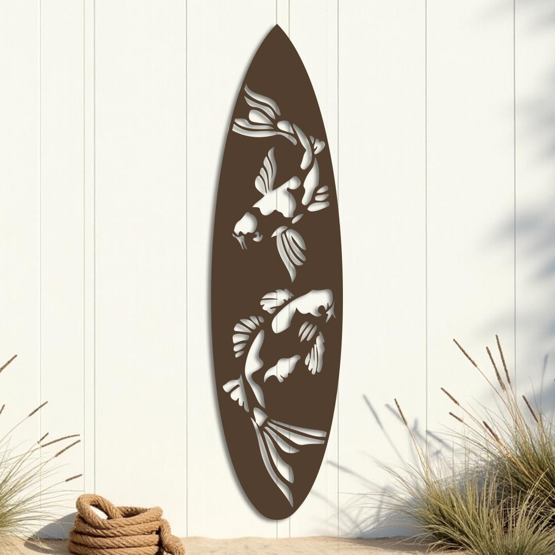 Koi Fish Twice Surfboard Sign