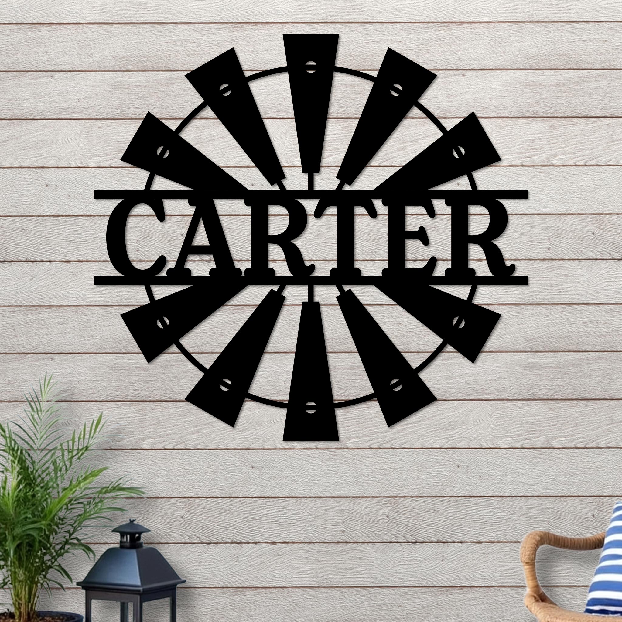 Name in Windmill Sign - Custom 16-Gauge Steel Plaque | Apex Metal Signs