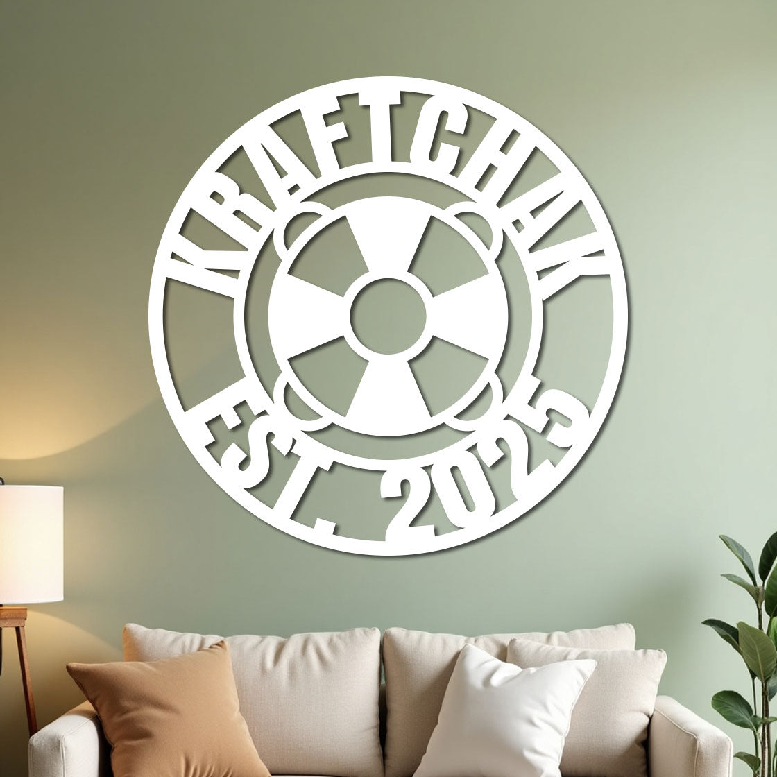 Nautical Life Ring Family Established Sign