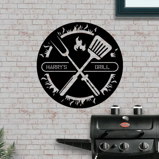 Personalized Grill Sign in Circle
