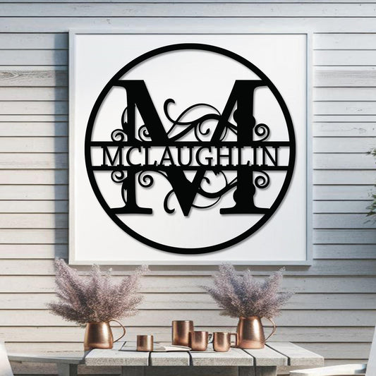 Royal Monogram w Name in Circle Sign