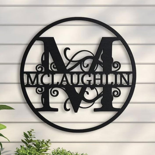 Royal Monogram w Name in Circle Sign