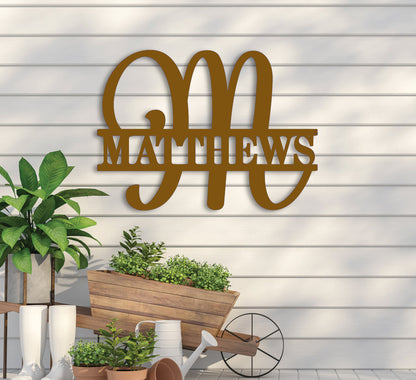 Fancy Split Monogram Sign