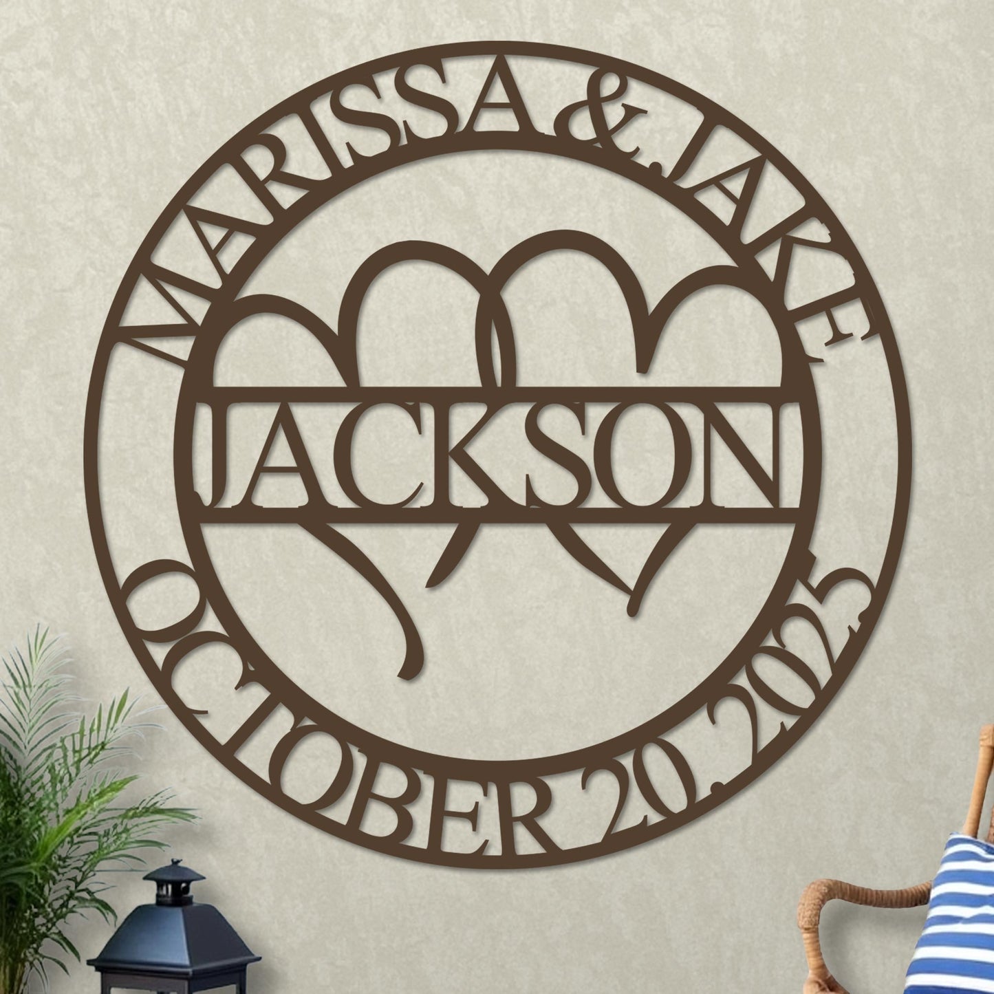 Wedding Sign, Hearts, Names and Established Year