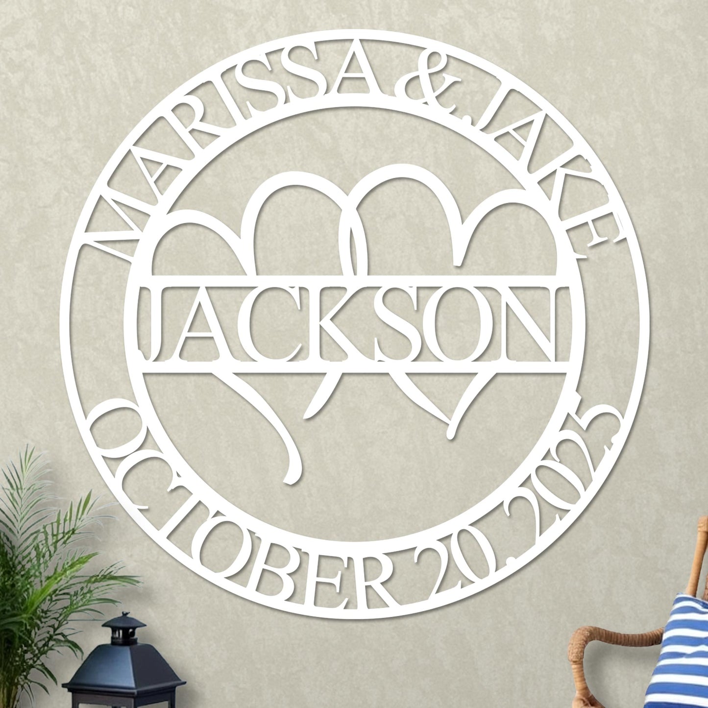 Wedding Sign, Hearts, Names and Established Year