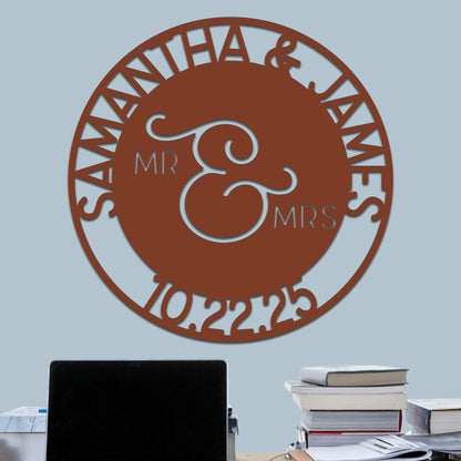 Wedding Sign, Mr & Mrs, Names and Date 2