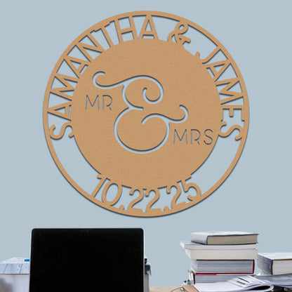 Wedding Sign, Mr & Mrs, Names and Date 2