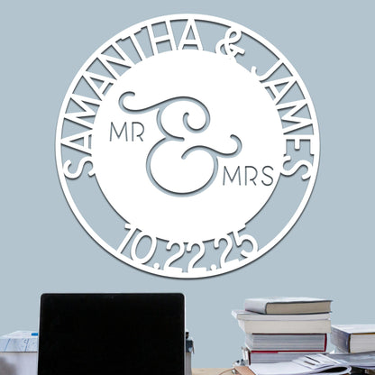 Wedding Sign, Mr & Mrs, Names and Date 2